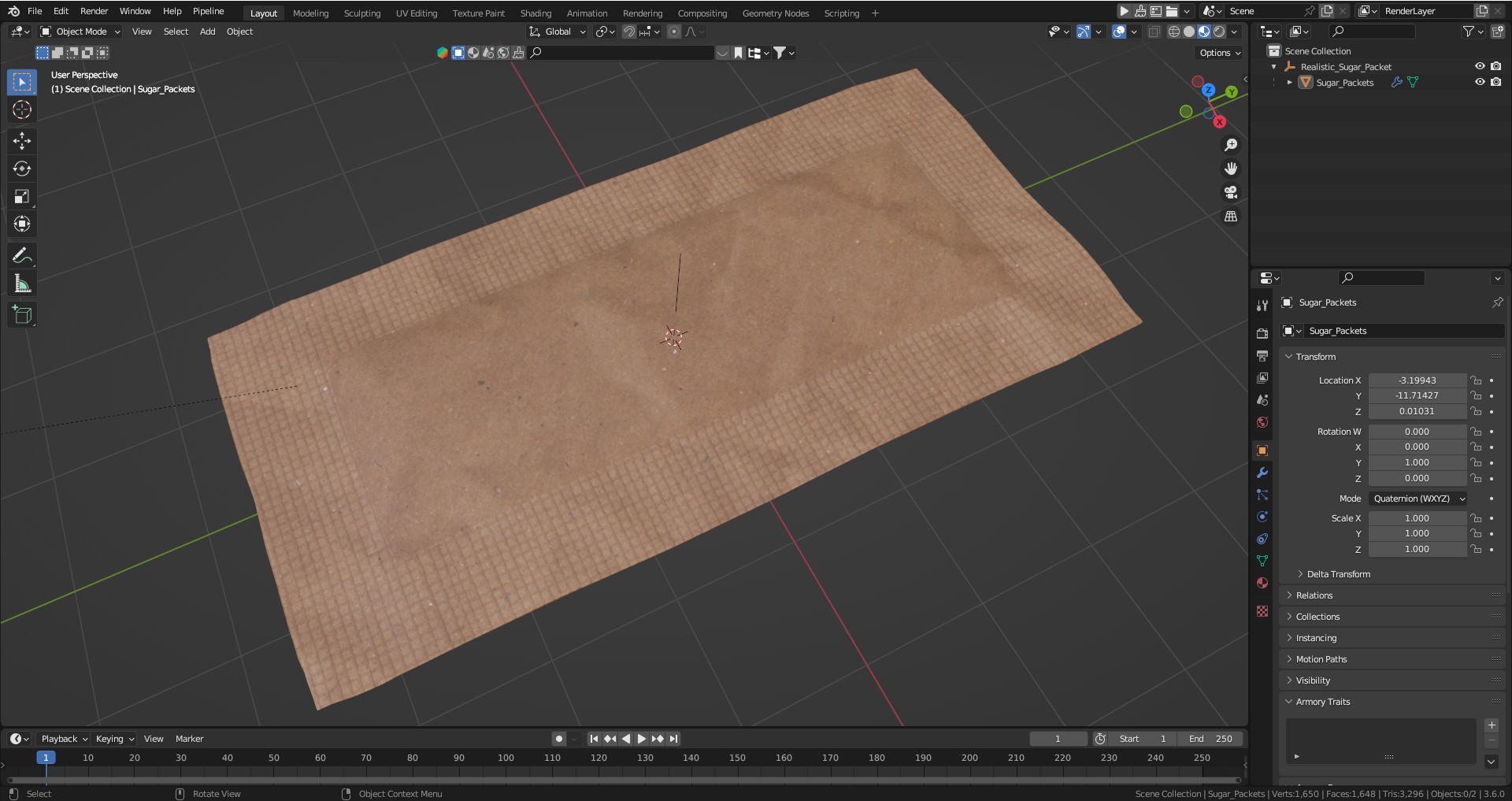 Realistic Sugar Packet 3D