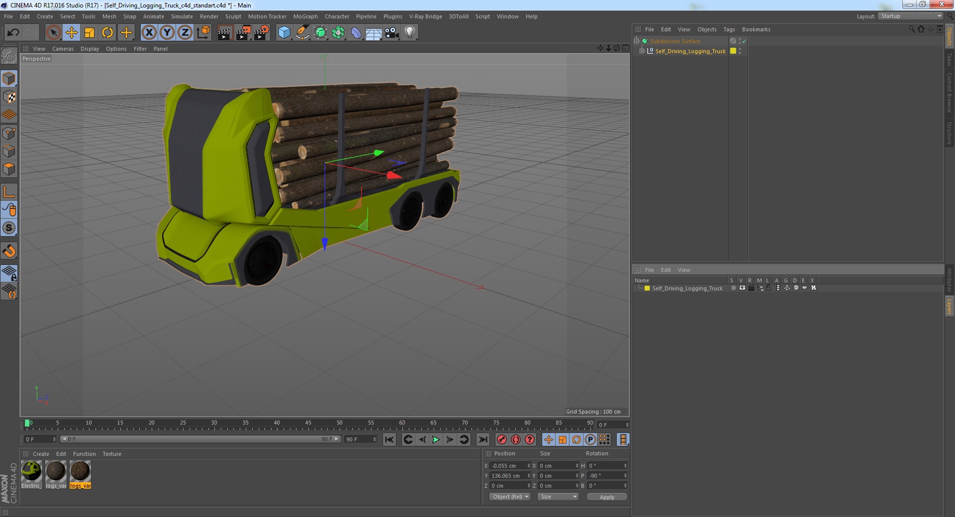 3D Self Driving Logging Truck