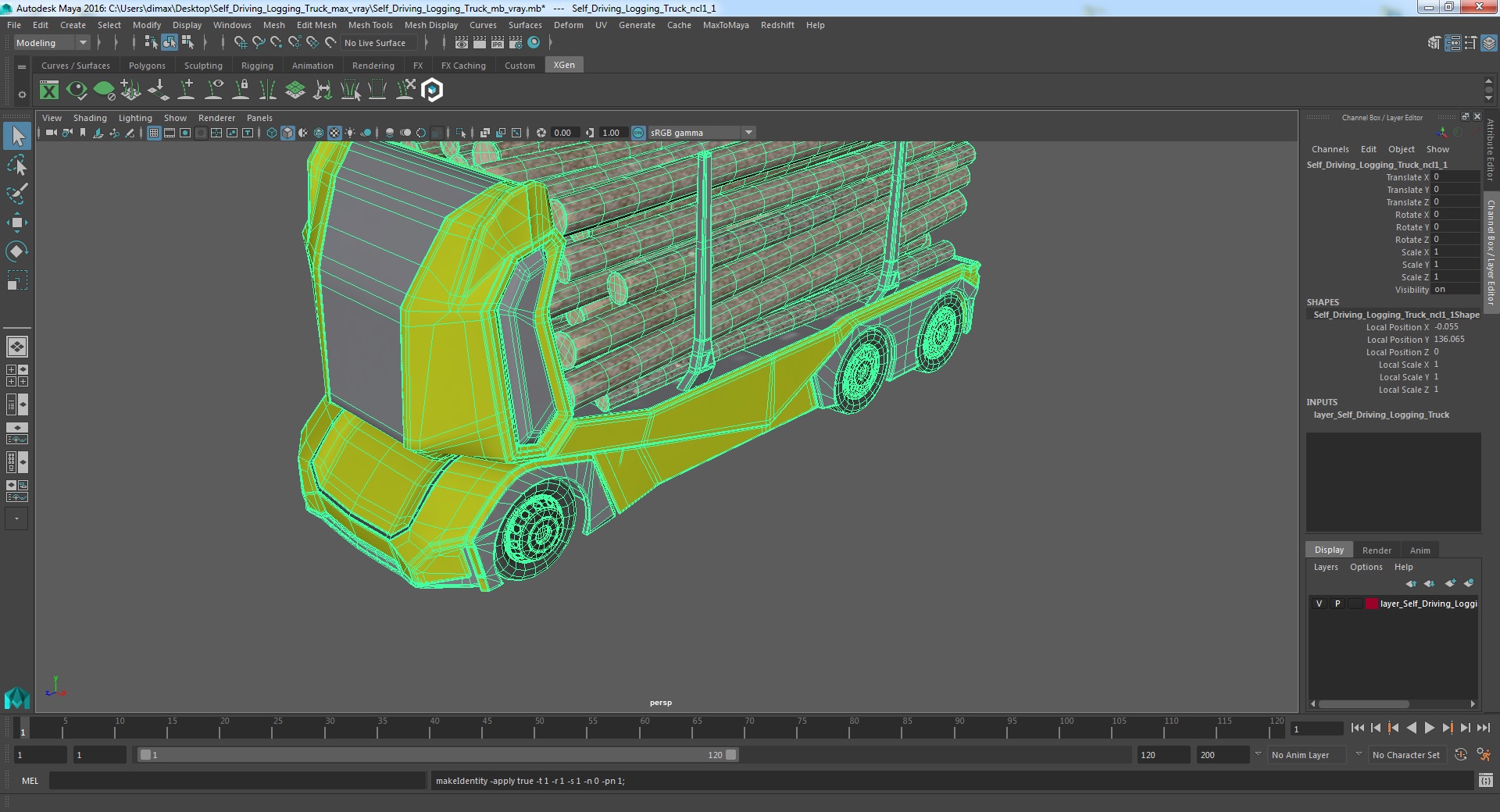 3D Self Driving Logging Truck