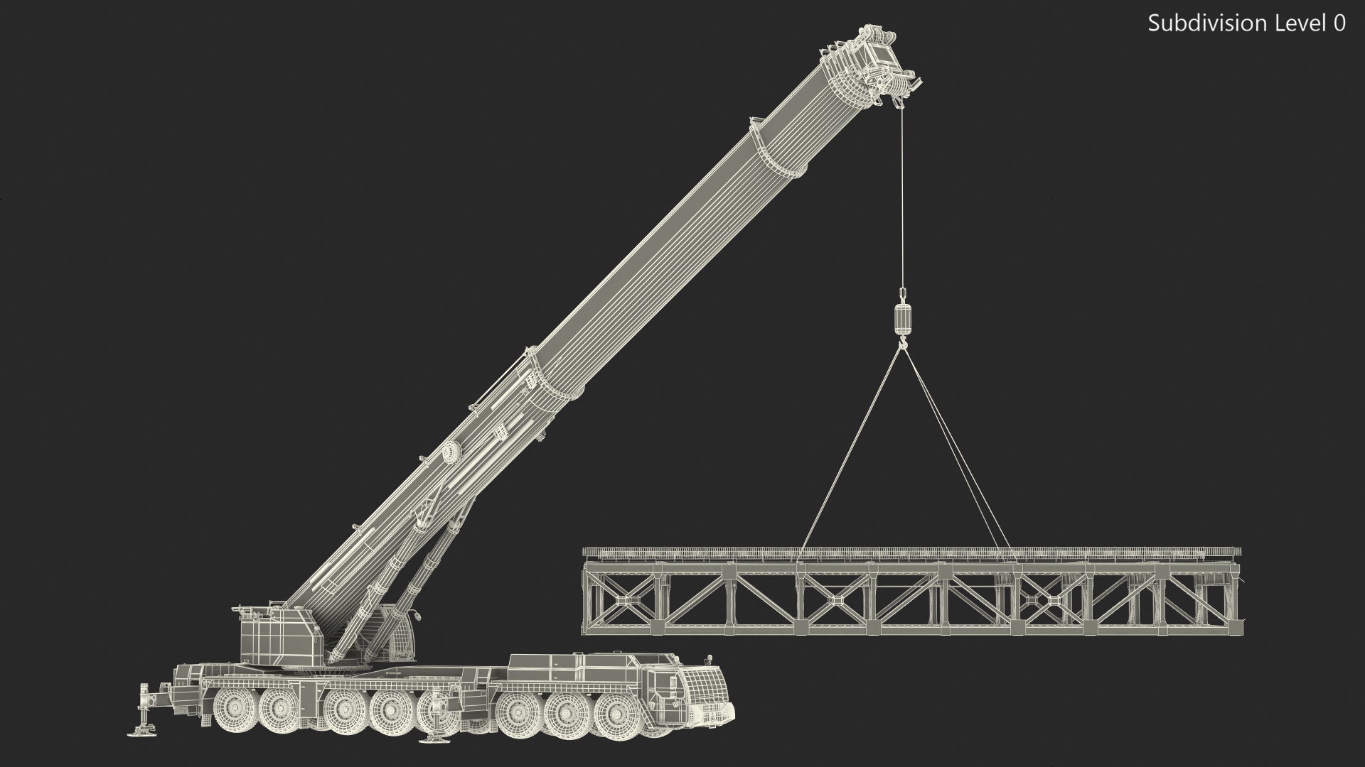 3D Mobile Crane Liebherr With Load Rigged model