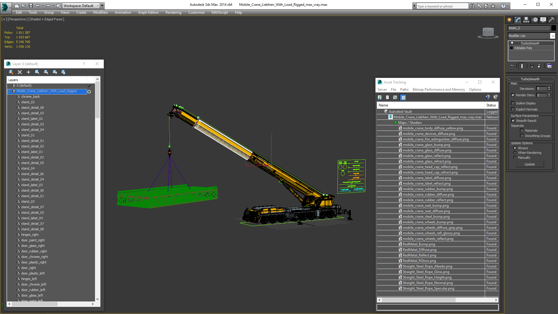 3D Mobile Crane Liebherr With Load Rigged model