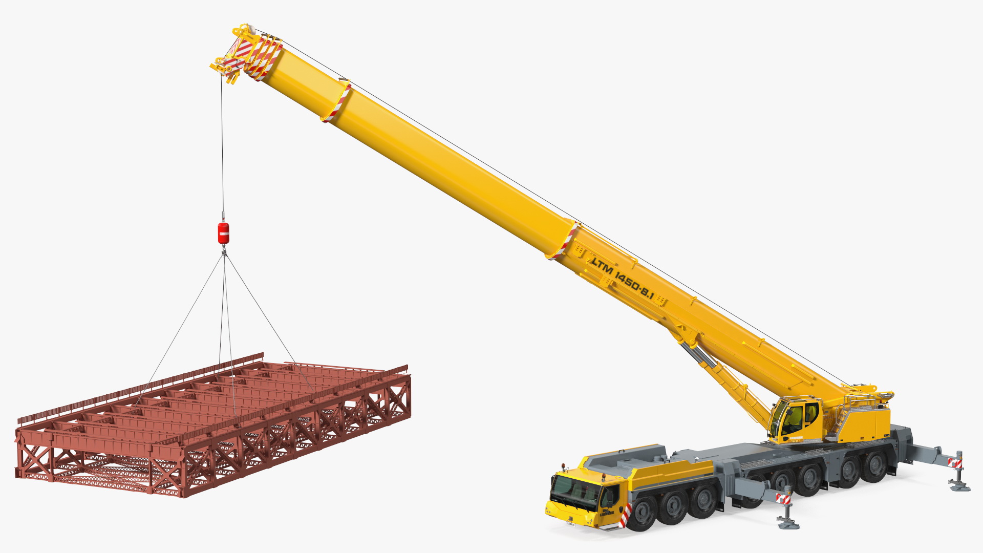 3D Mobile Crane Liebherr With Load Rigged model
