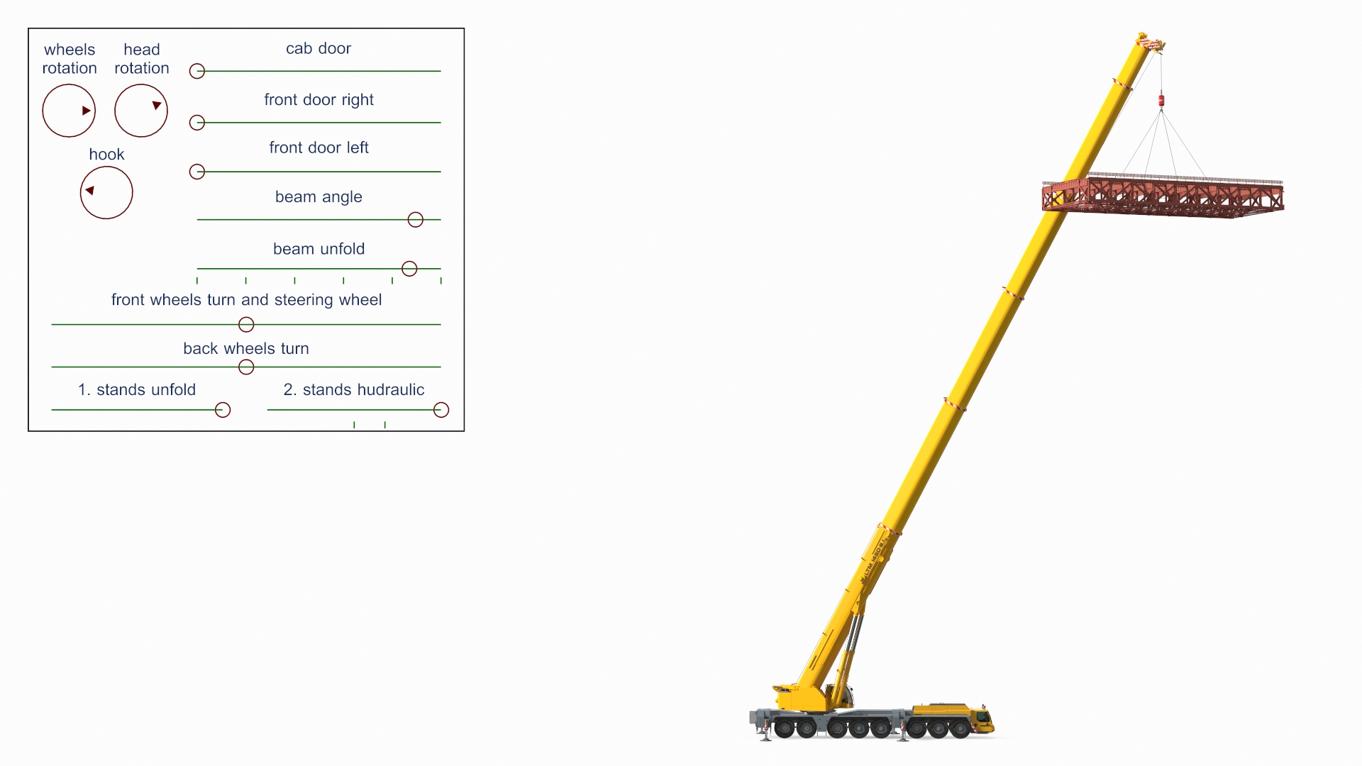 3D Mobile Crane Liebherr With Load Rigged model