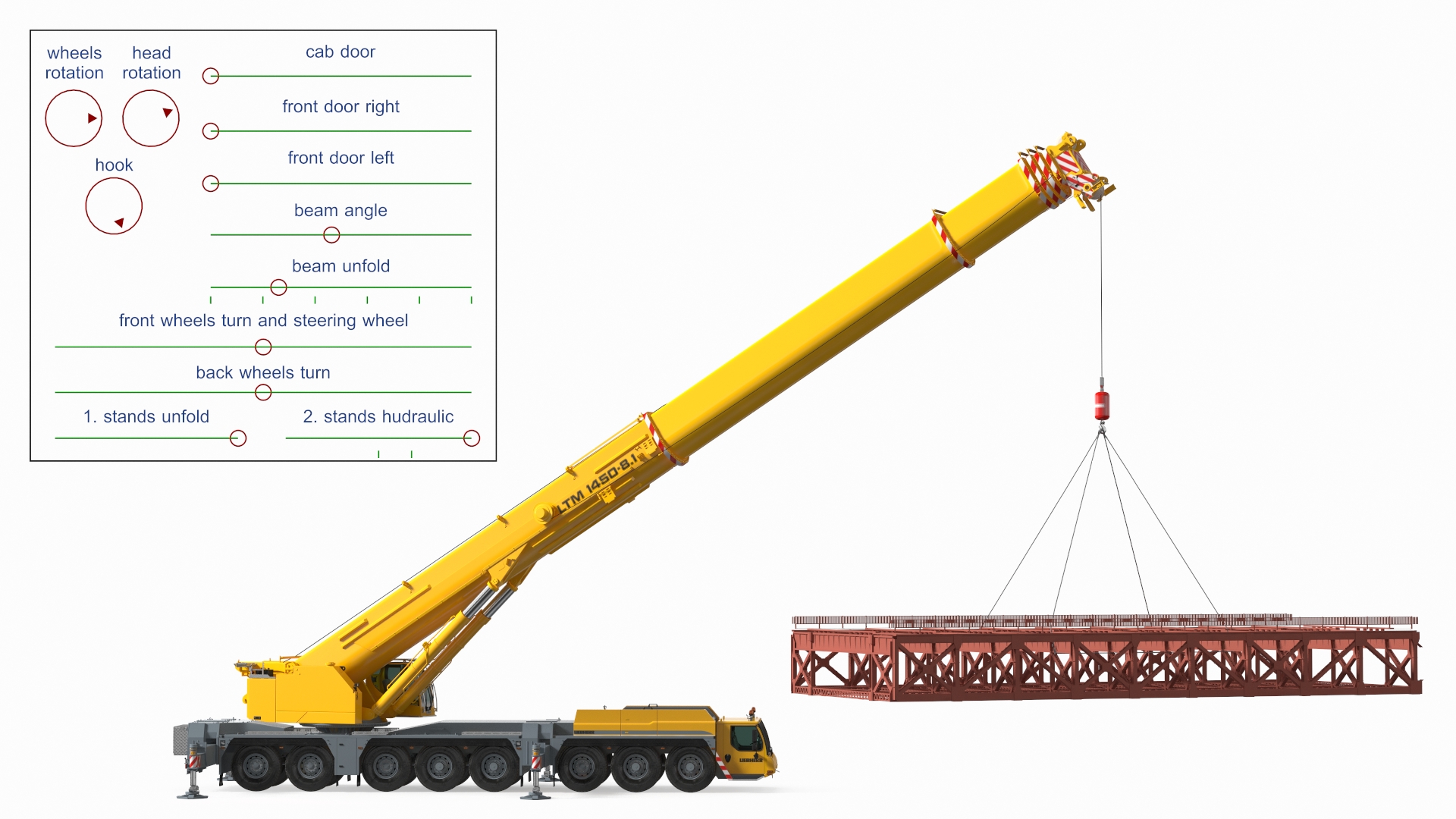 3D Mobile Crane Liebherr With Load Rigged model