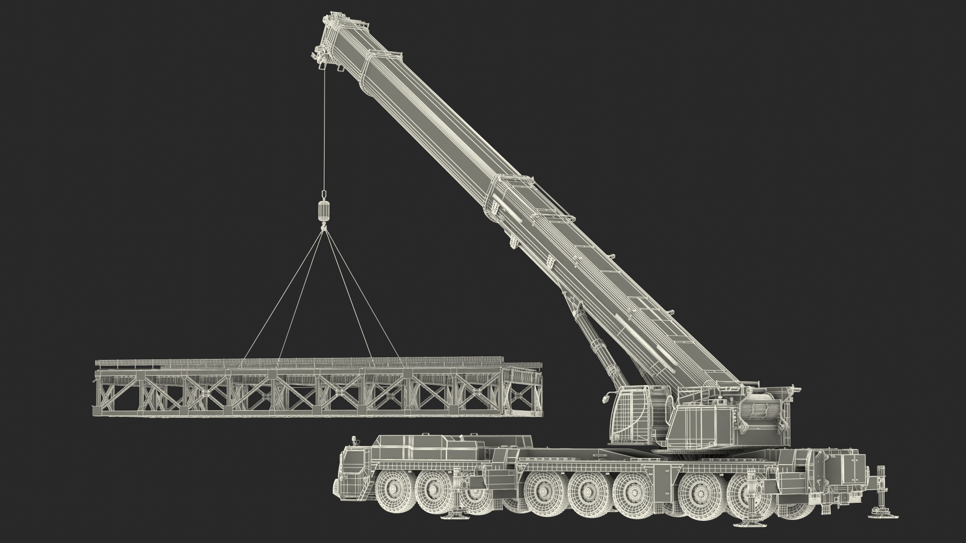 3D Mobile Crane Liebherr With Load Rigged model