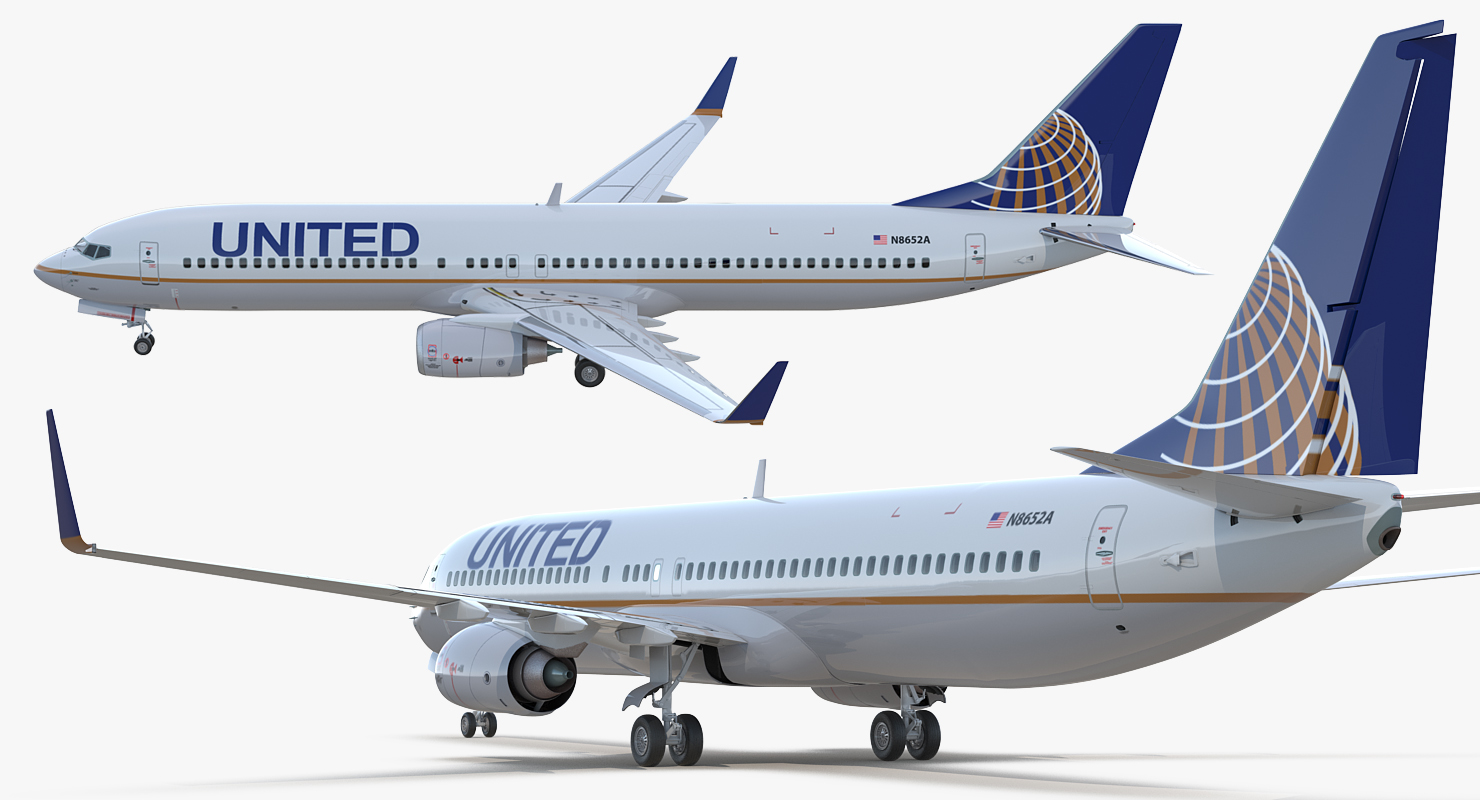 3D Boeing 737 900 ER United Airlines with Cabin Rigged