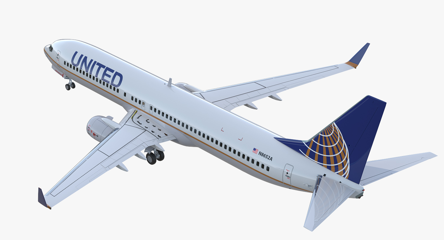 3D Boeing 737 900 ER United Airlines with Cabin Rigged