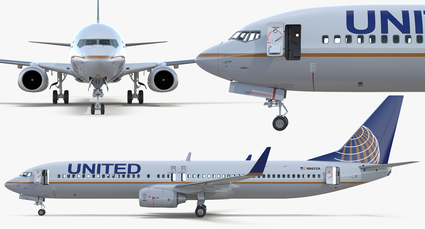 3D Boeing 737 900 ER United Airlines with Cabin Rigged