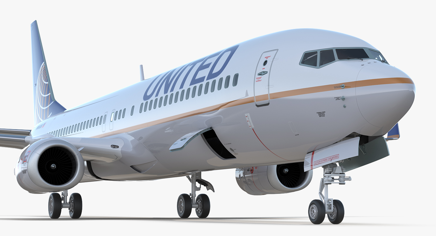 3D Boeing 737 900 ER United Airlines with Cabin Rigged