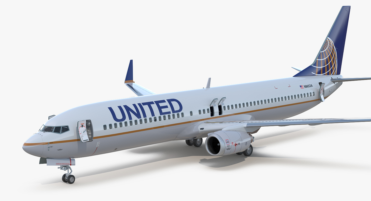 3D Boeing 737 900 ER United Airlines with Cabin Rigged