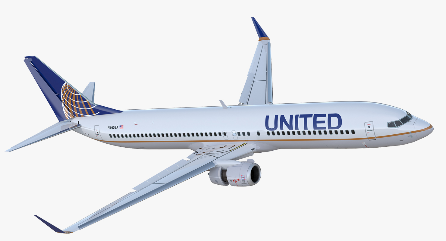3D Boeing 737 900 ER United Airlines with Cabin Rigged