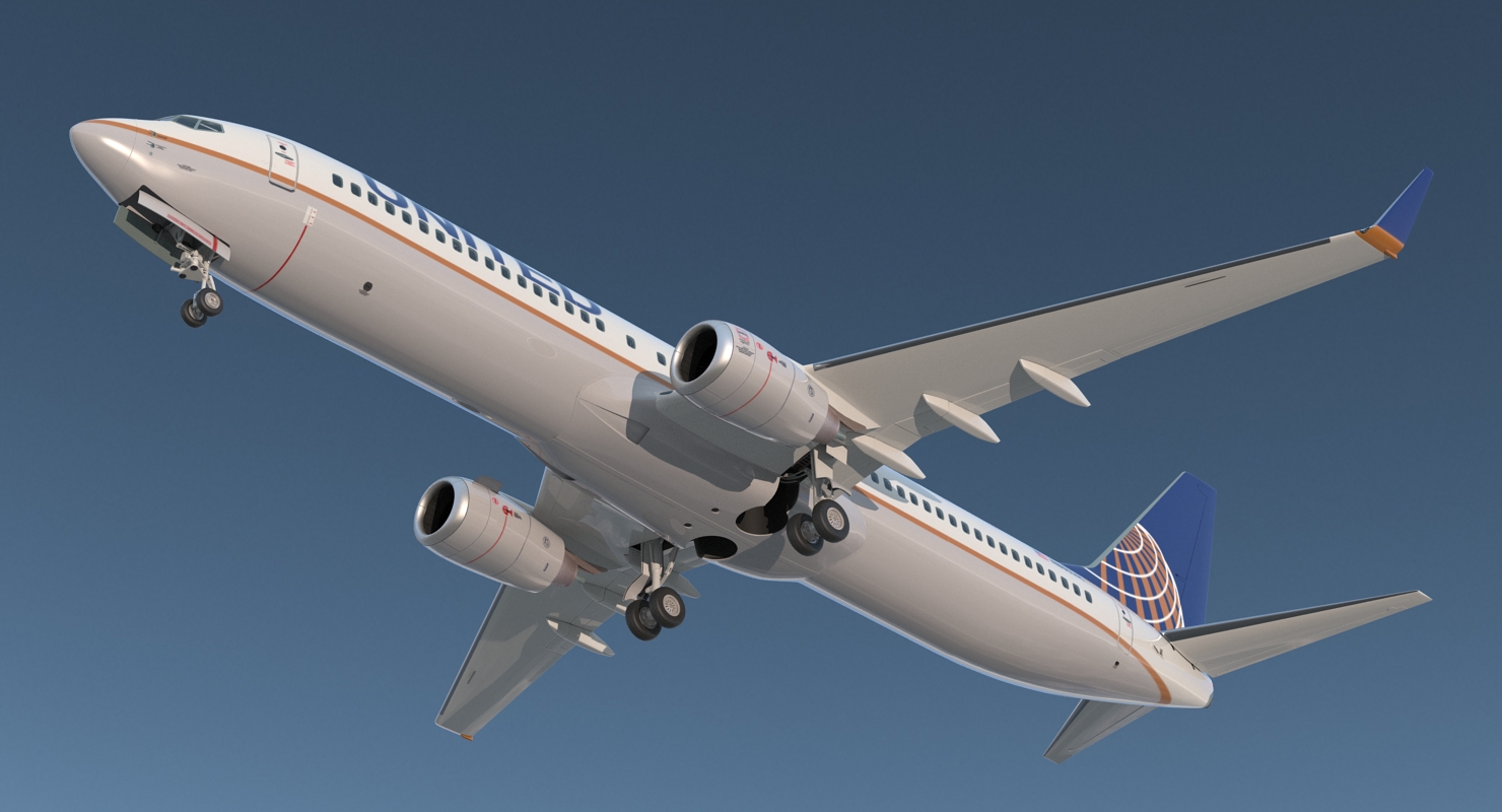 3D Boeing 737 900 ER United Airlines with Cabin Rigged