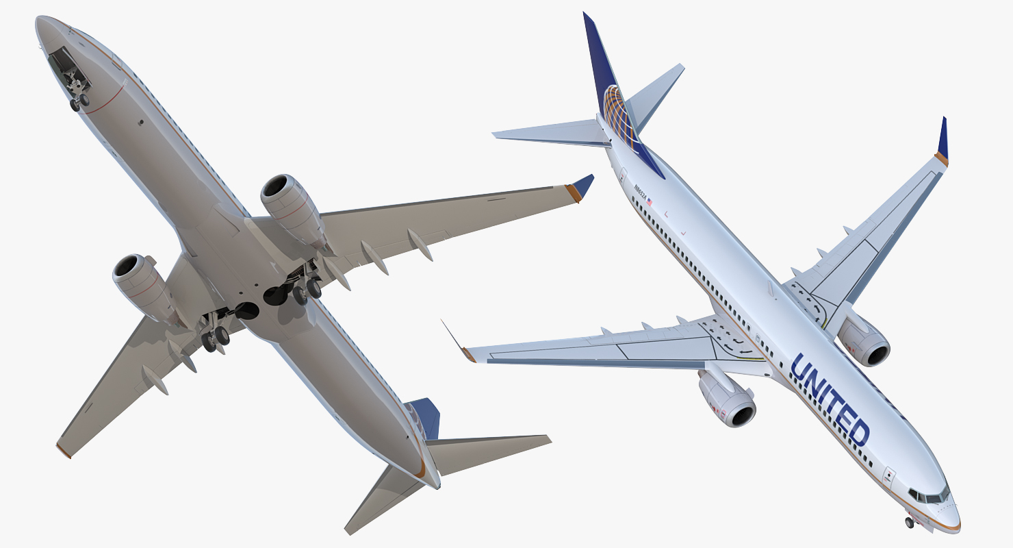 3D Boeing 737 900 ER United Airlines with Cabin Rigged