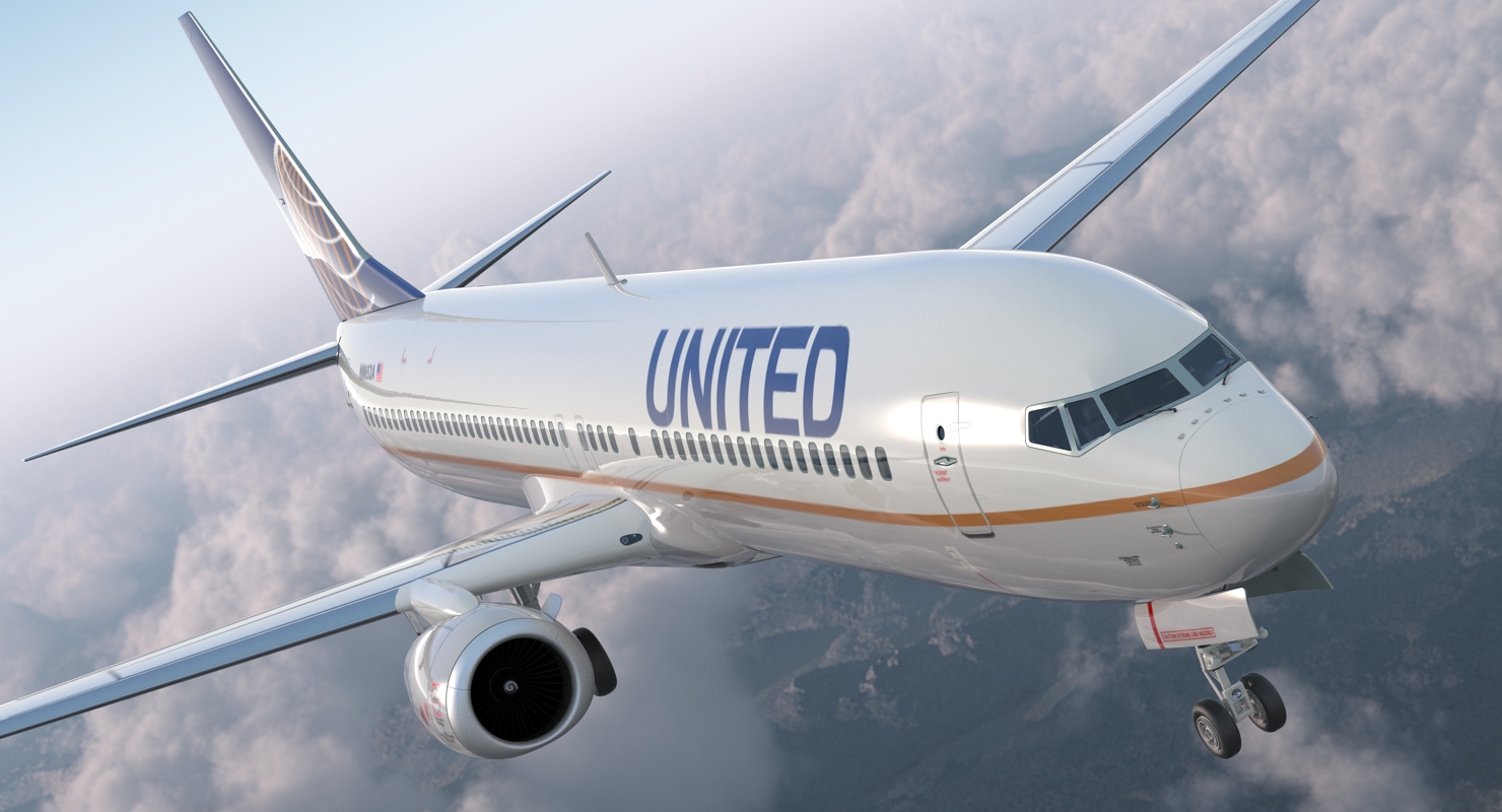 3D Boeing 737 900 ER United Airlines with Cabin Rigged
