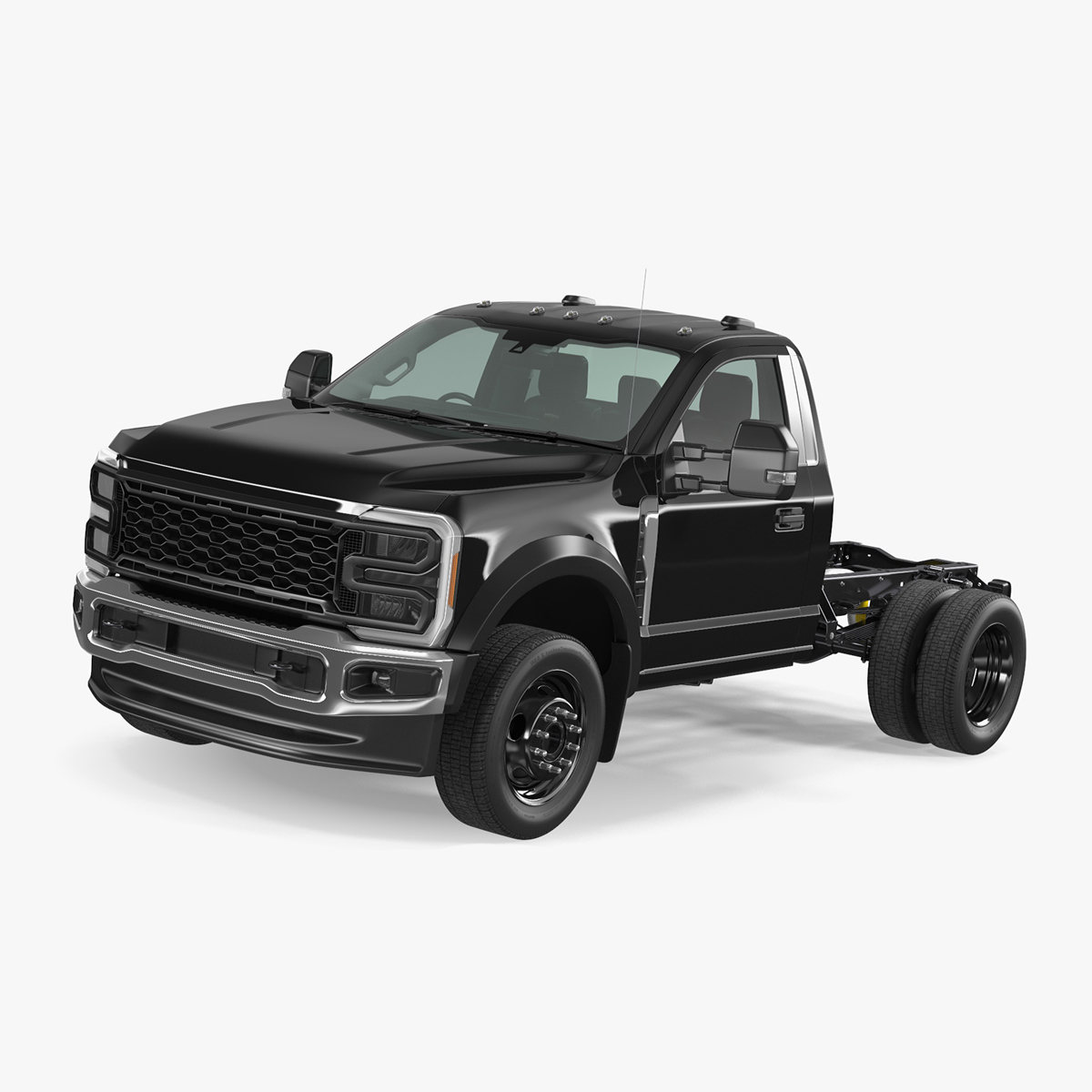 3D Two Doors Chassis Cab Black Rigged for Maya model