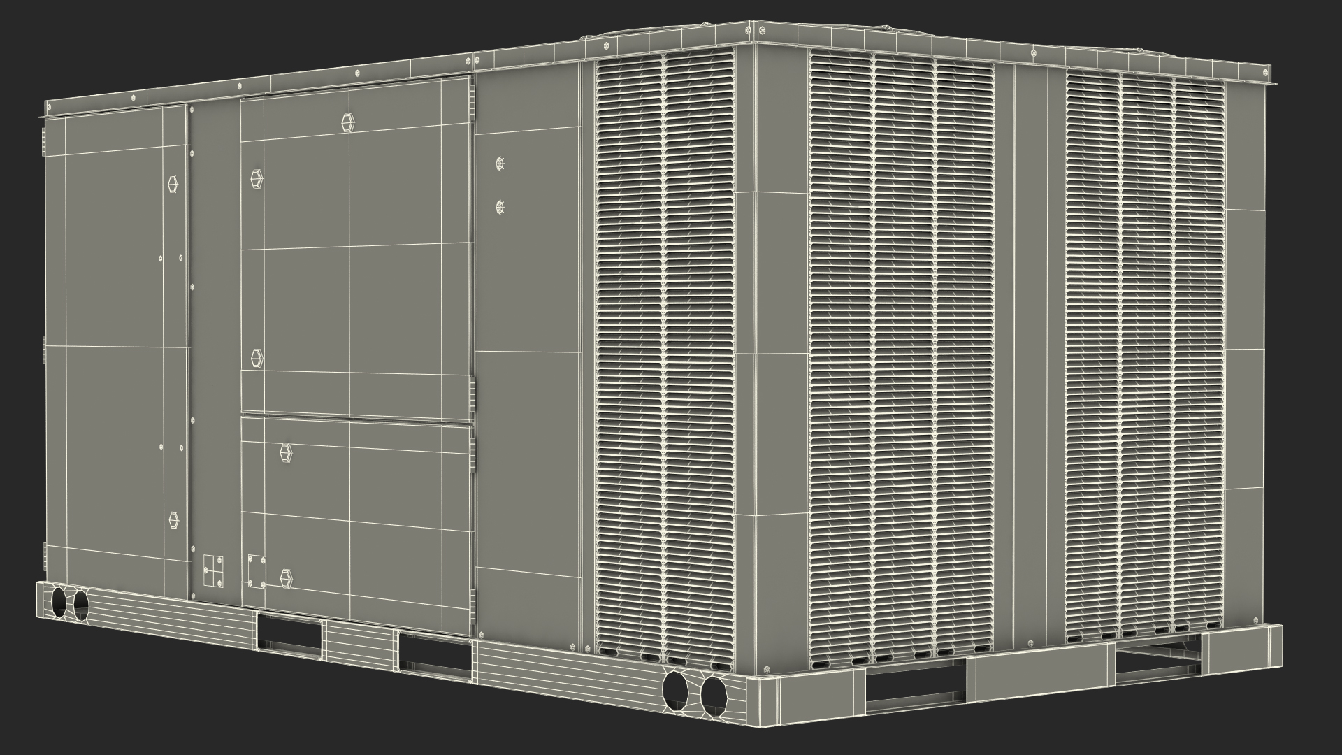 3D model 2 Vents Rooftop Air Conditioning System Ruste