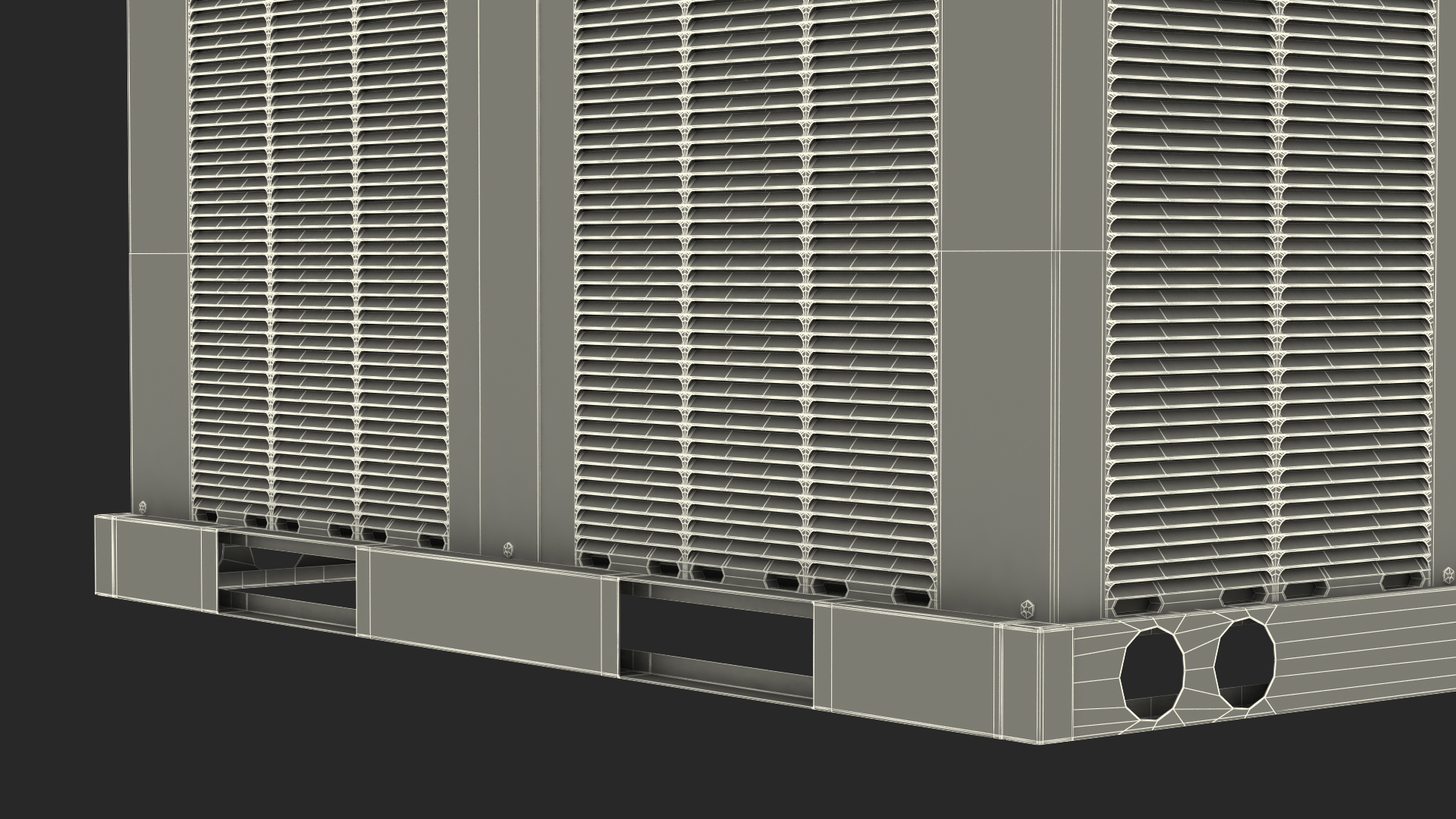 3D model 2 Vents Rooftop Air Conditioning System Ruste
