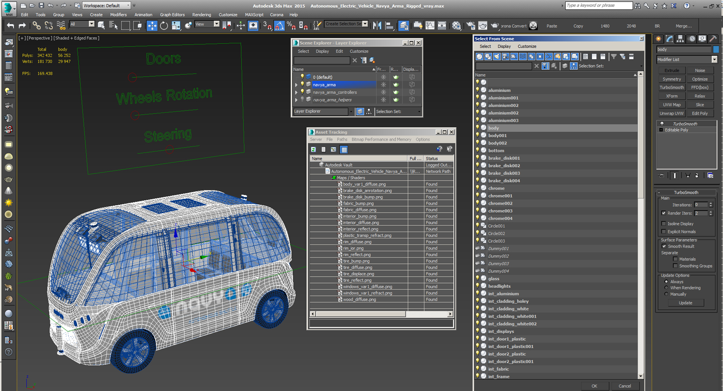 3D model Autonomous Electric Vehicle Navya Arma Rigged