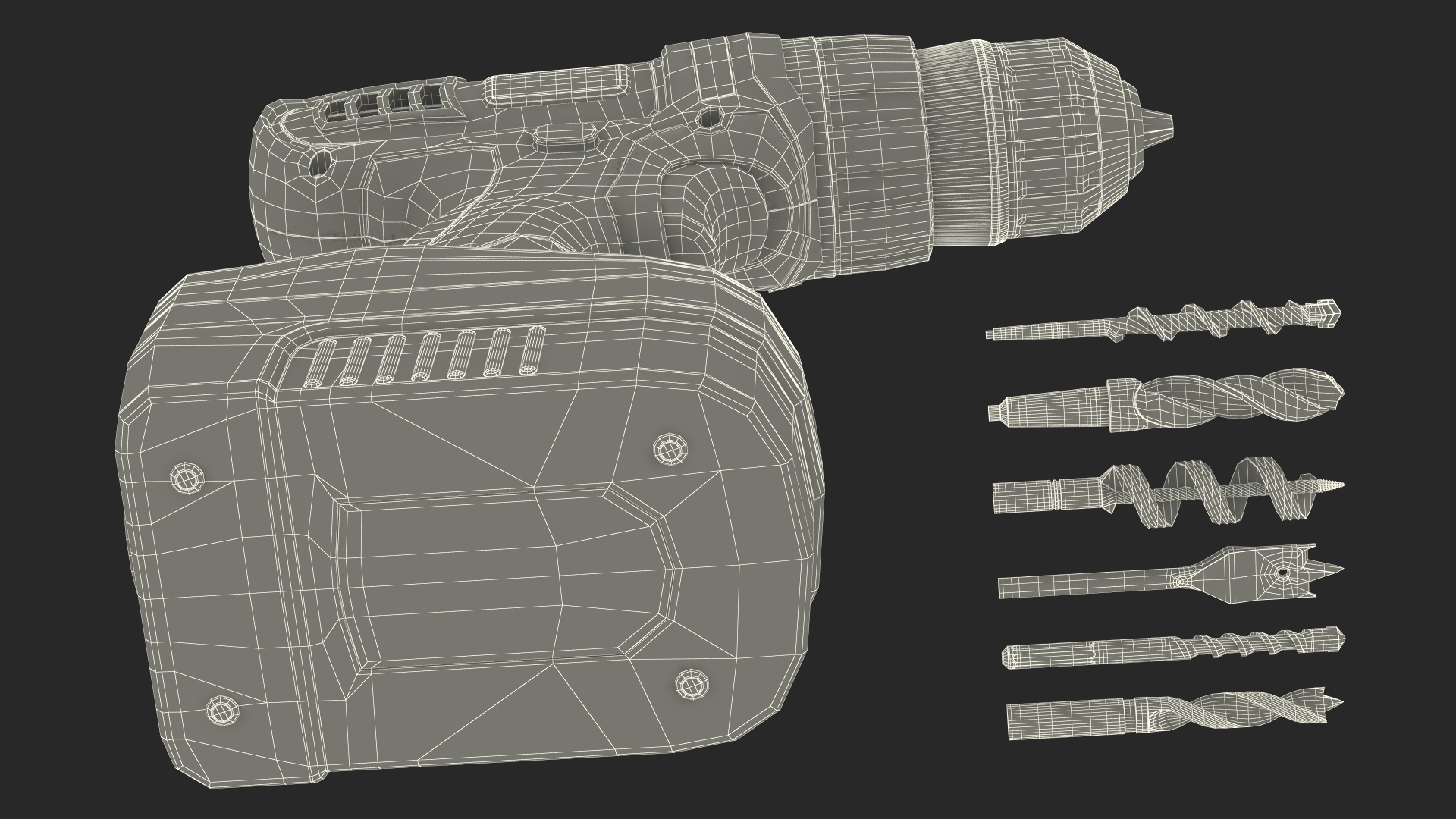 3D model Black and Decker Cordless Drill with Drill Bit Set