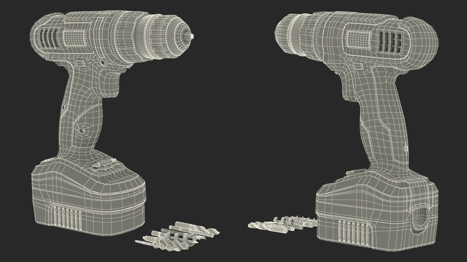 3D model Black and Decker Cordless Drill with Drill Bit Set