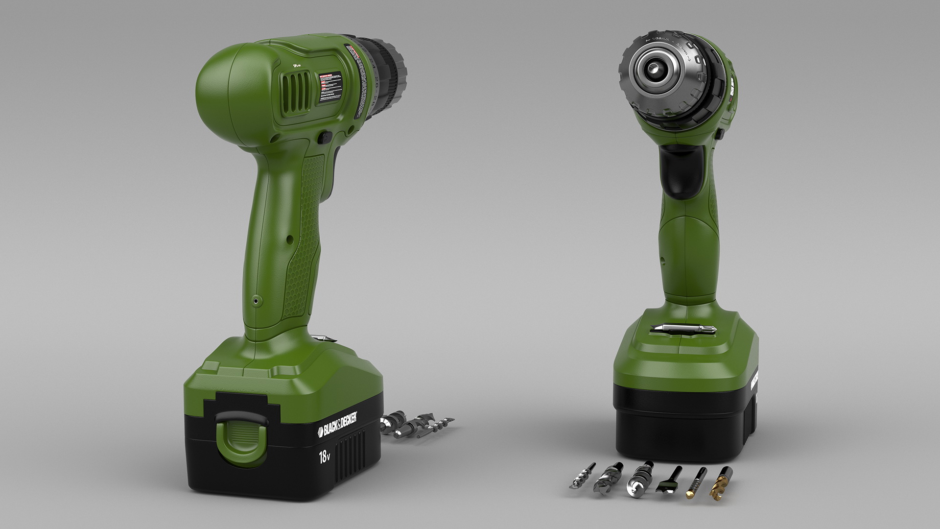 3D model Black and Decker Cordless Drill with Drill Bit Set