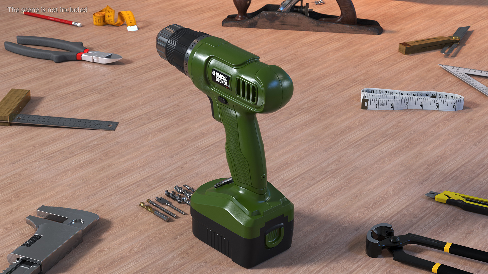 3D model Black and Decker Cordless Drill with Drill Bit Set