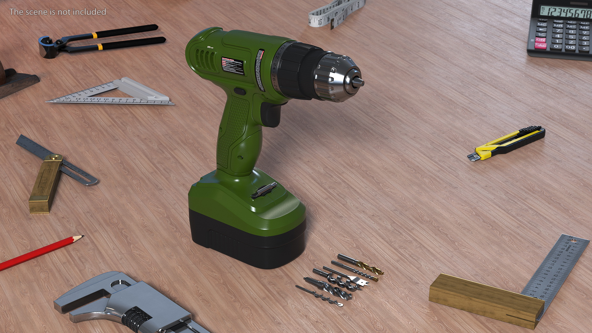 3D model Black and Decker Cordless Drill with Drill Bit Set