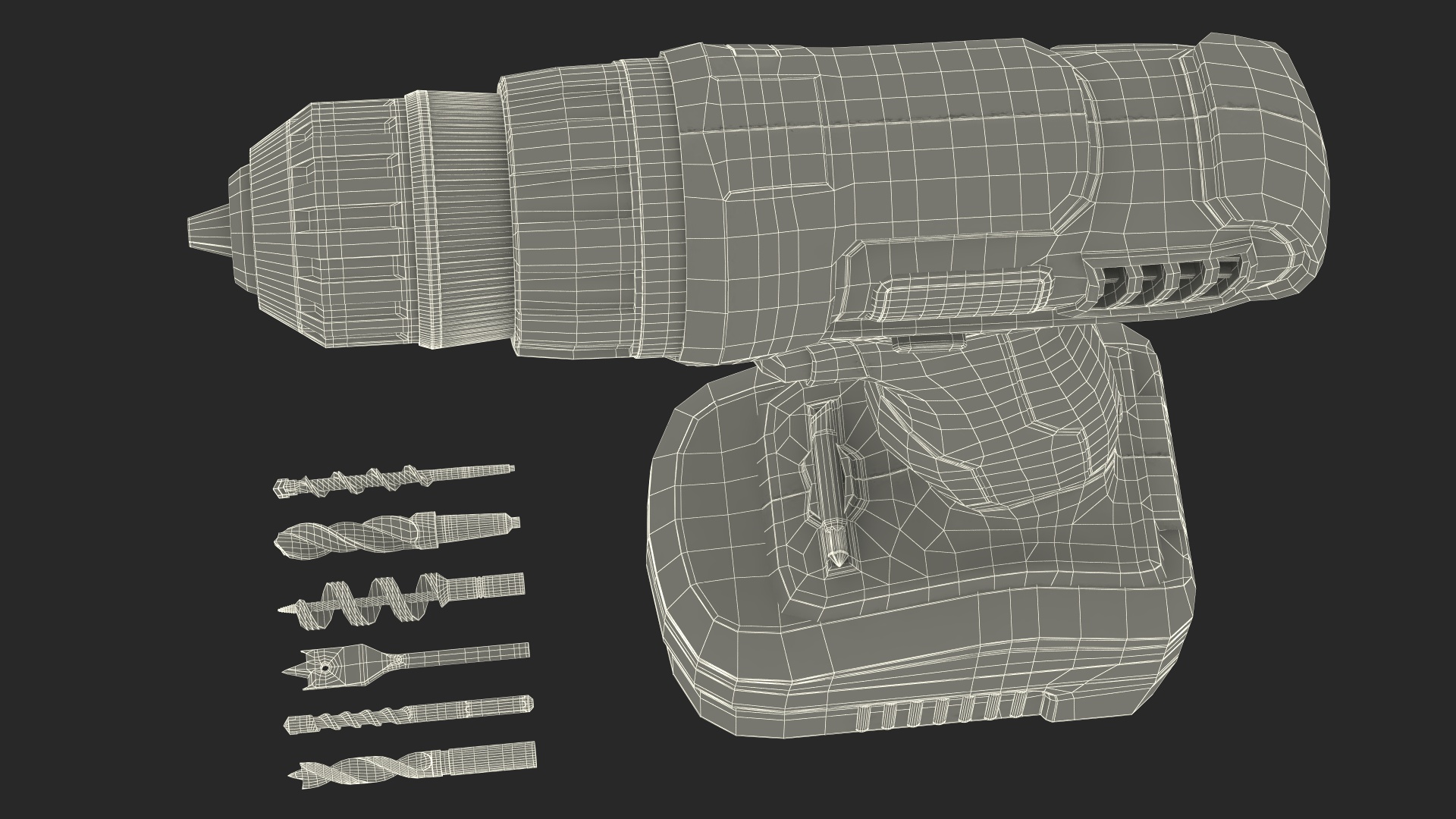 3D model Black and Decker Cordless Drill with Drill Bit Set