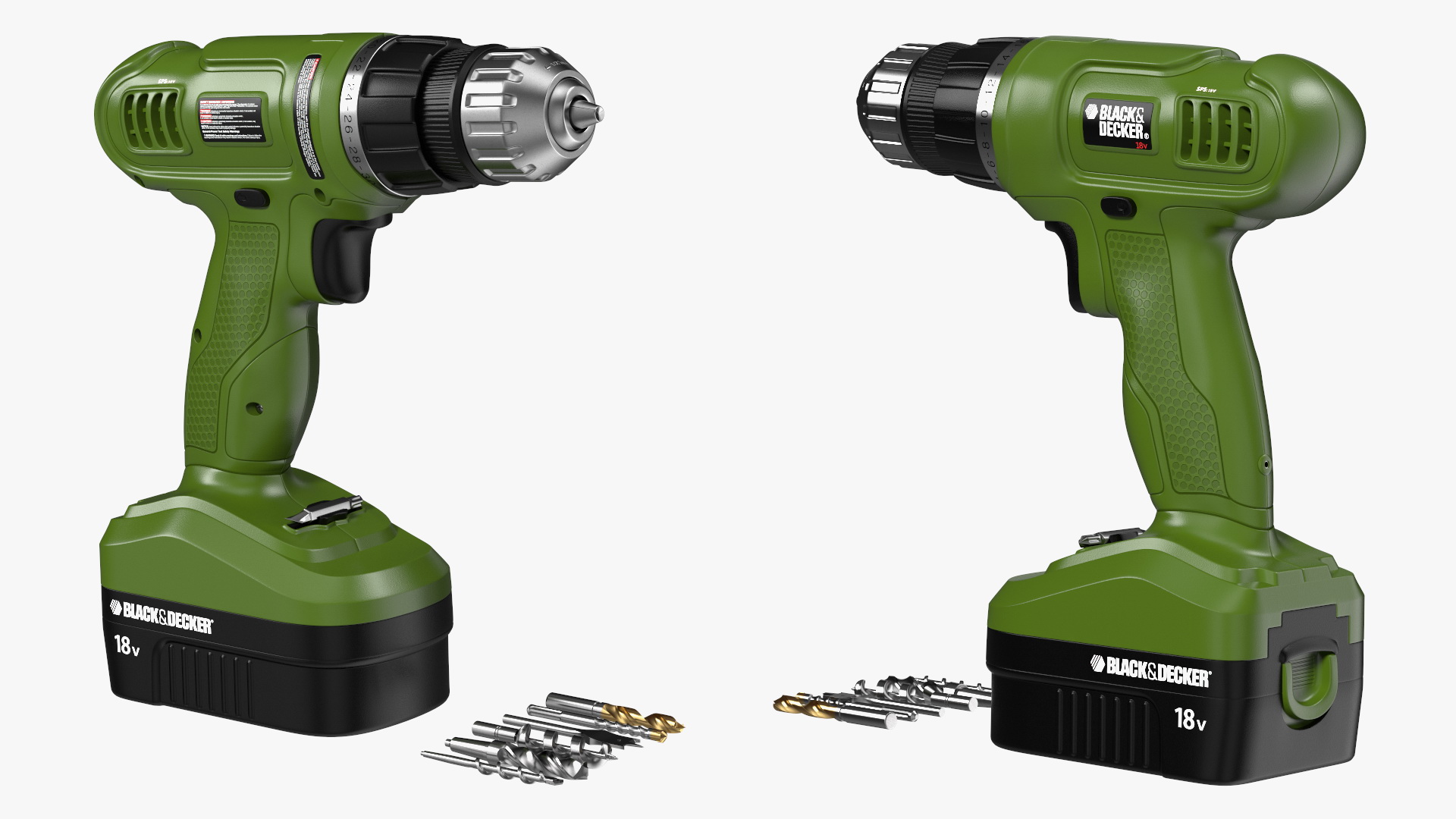 3D model Black and Decker Cordless Drill with Drill Bit Set