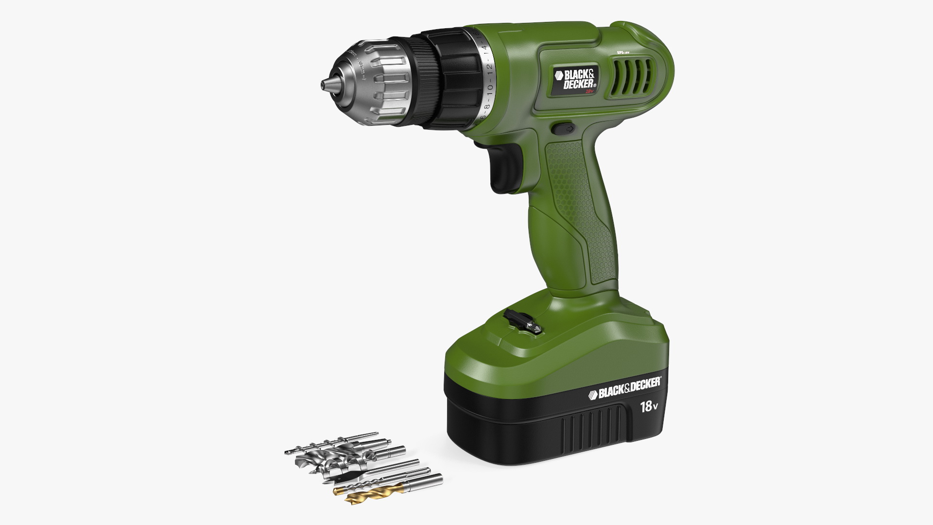 3D model Black and Decker Cordless Drill with Drill Bit Set