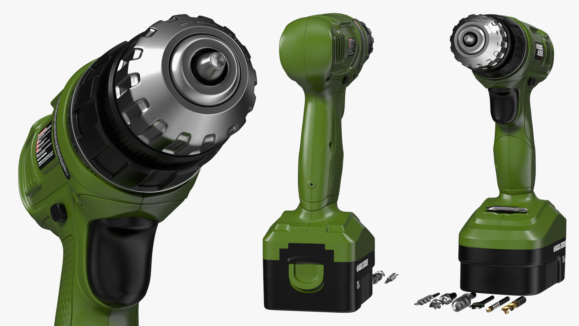 3D model Black and Decker Cordless Drill with Drill Bit Set