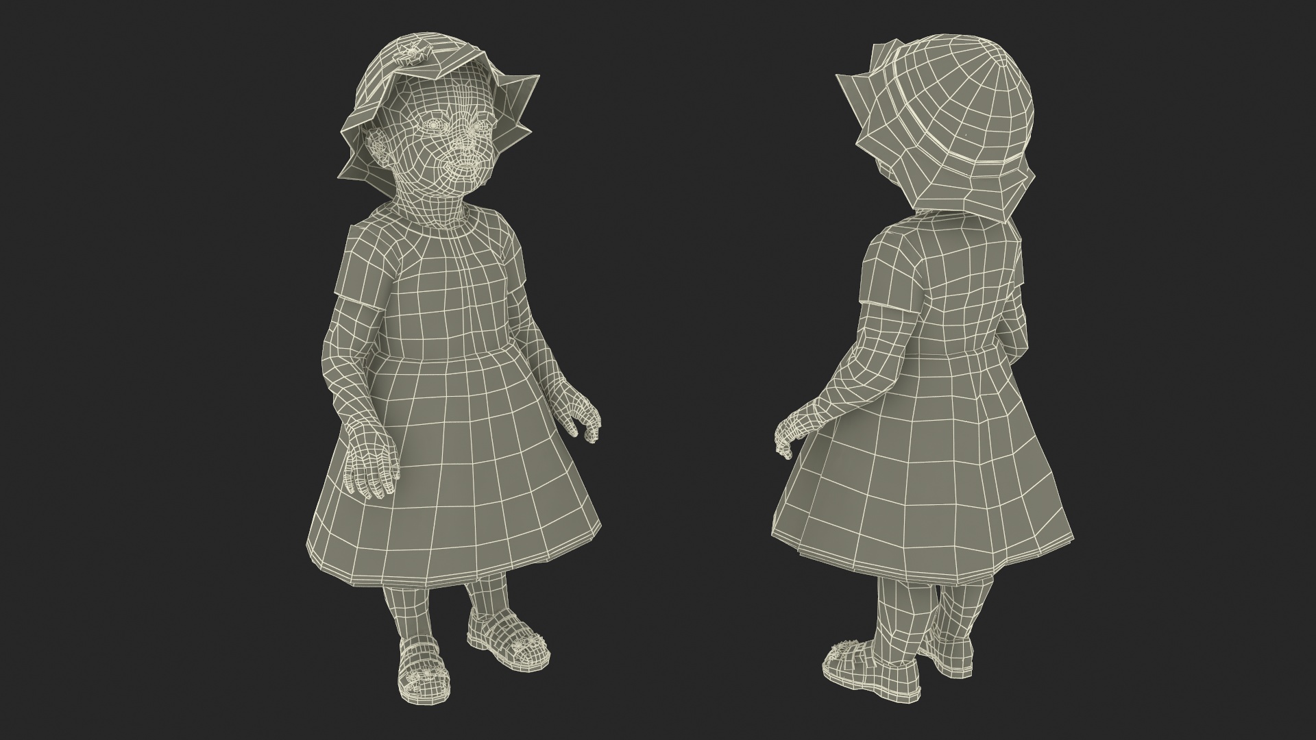 3D African Baby Girl in Summer Outfit Surprised Fur model