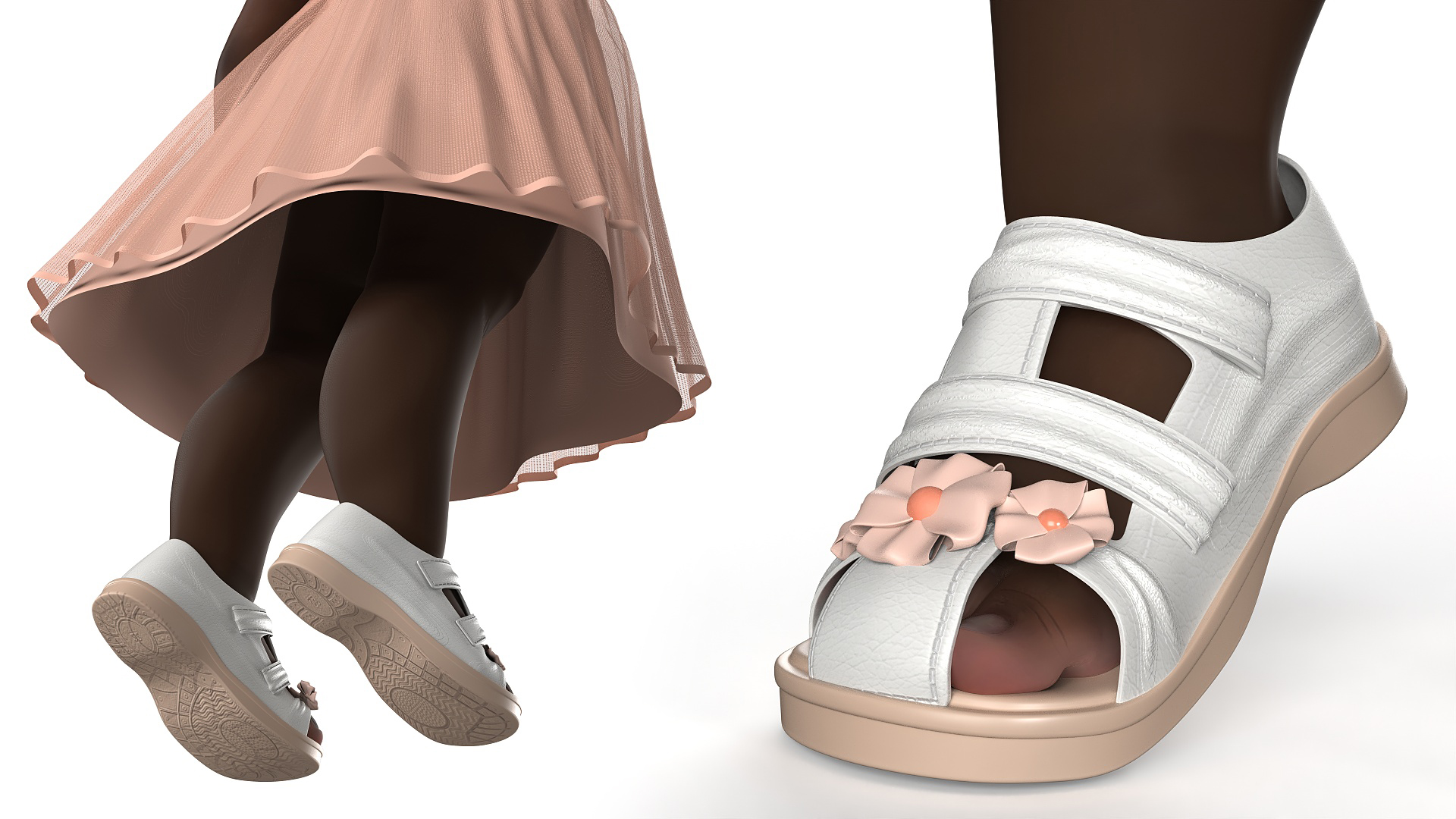 3D African Baby Girl in Summer Outfit Surprised Fur model