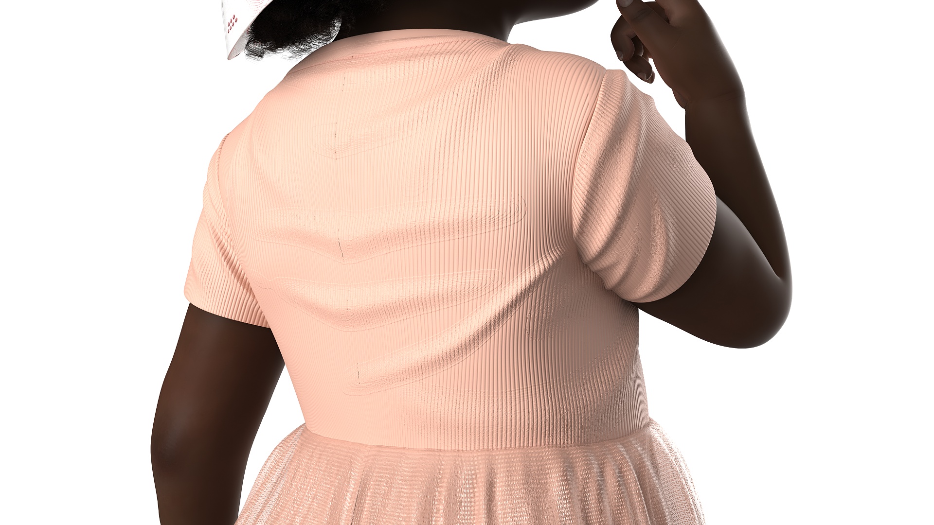 3D African Baby Girl in Summer Outfit Surprised Fur model