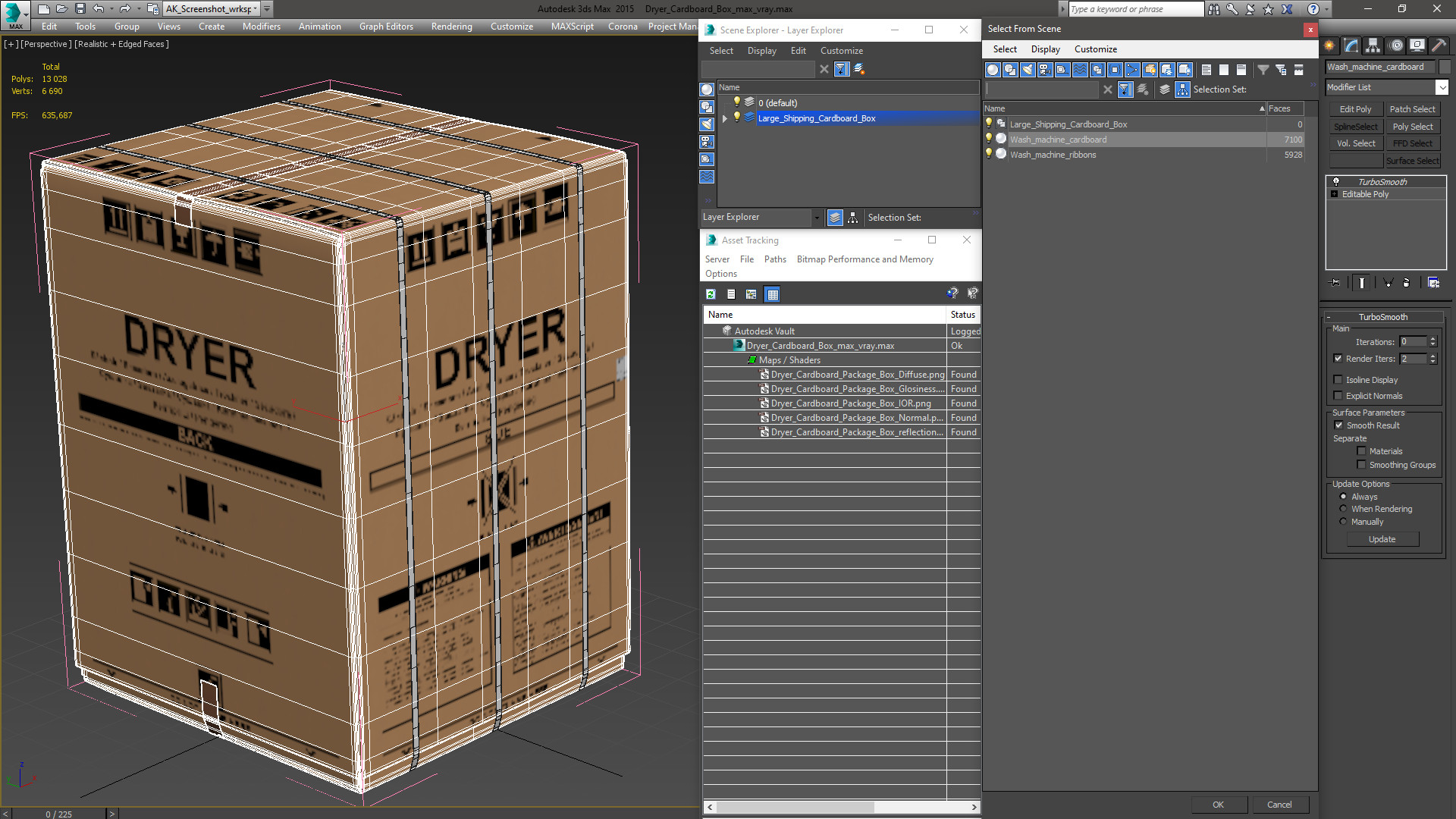 Dryer Cardboard Box 3D model
