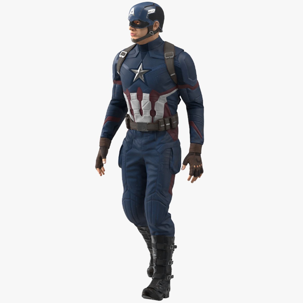 3D Character Captain America in Shabby Suit Rigged for Cinema 4D