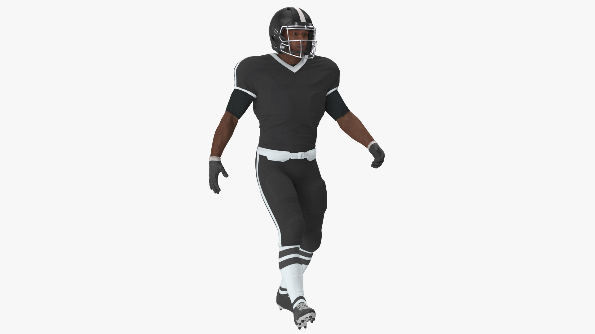 3D model Black Uniform Black Man Football Player Rigged for Cinema 4D