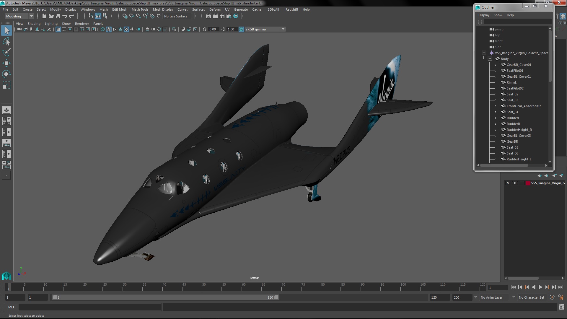 3D VSS Imagine Virgin Galactic SpaceShip III