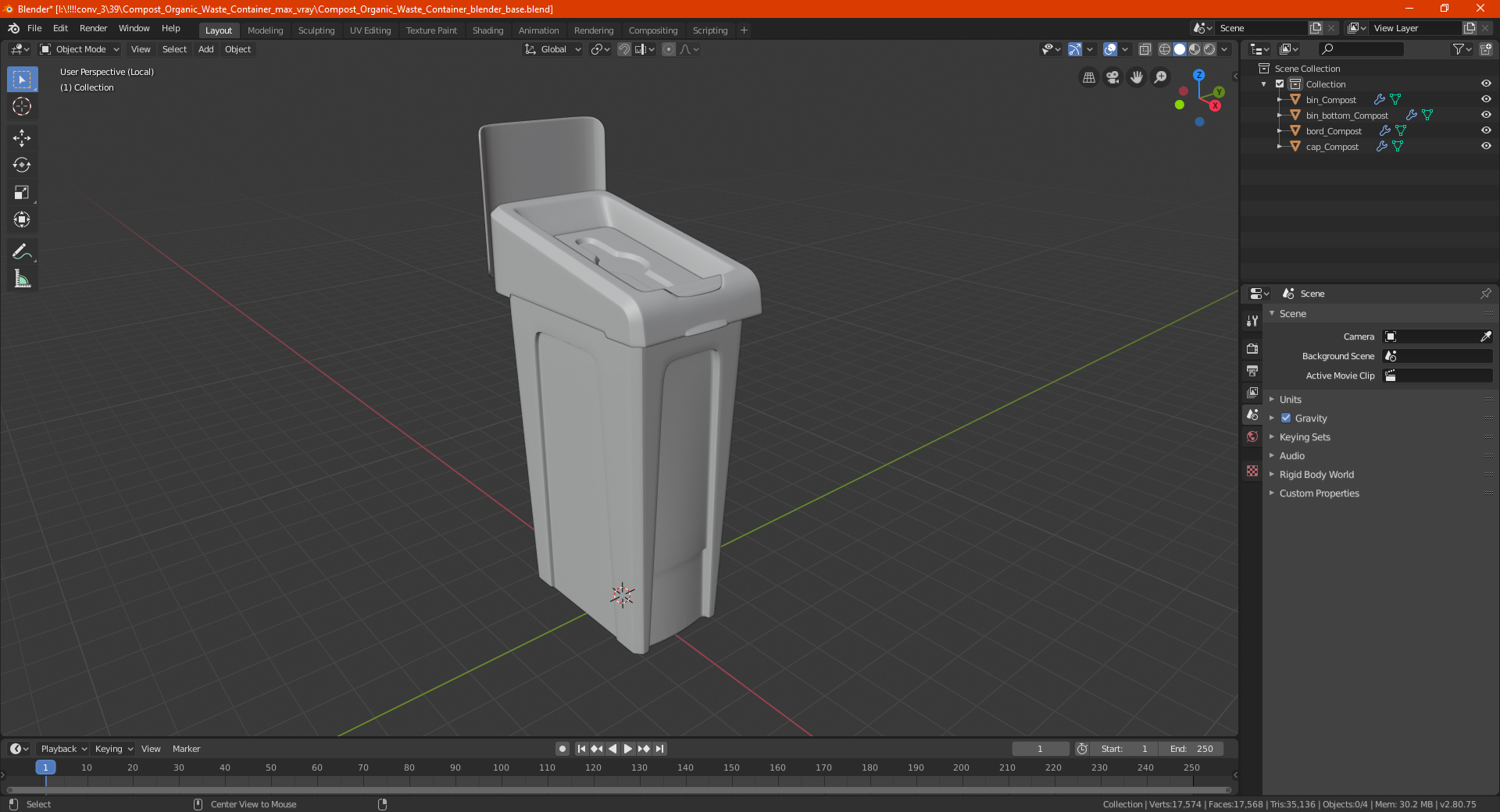 3D Compost Organic Waste Container