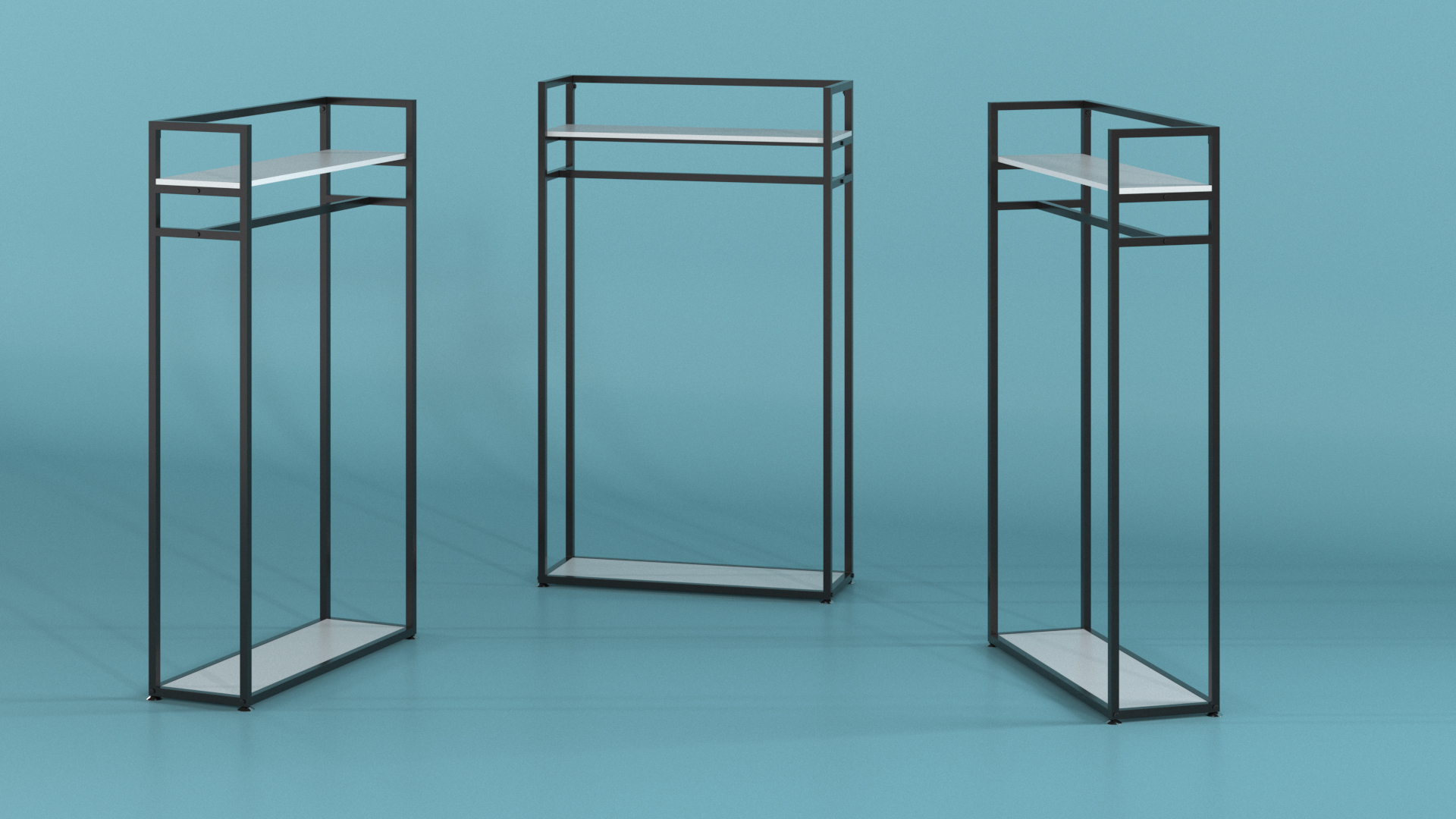 Cloth Rack with Shelf Black 3D