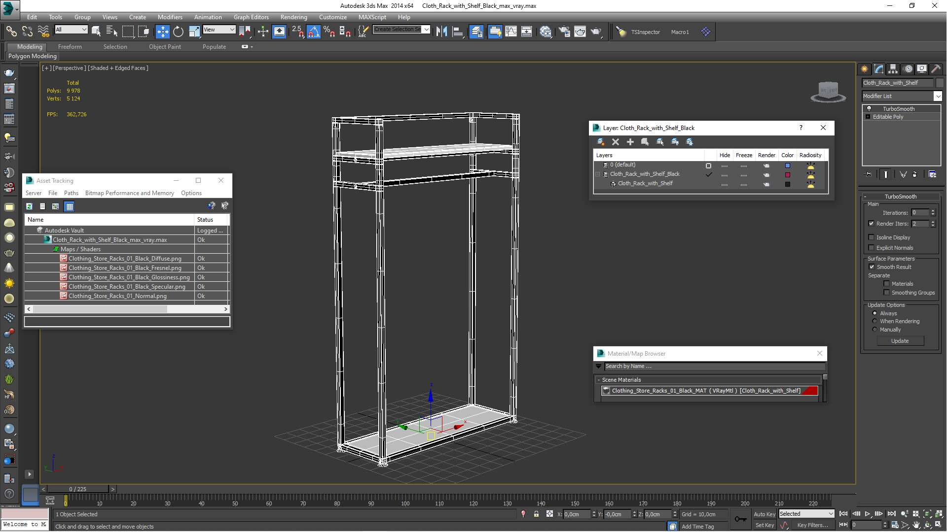 Cloth Rack with Shelf Black 3D