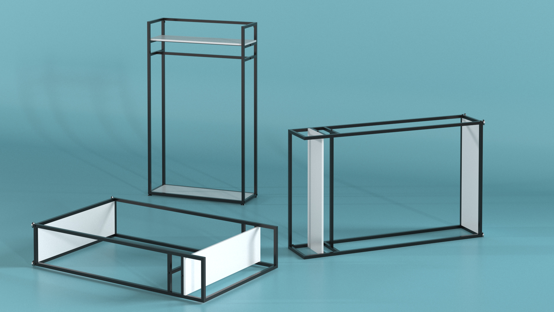 Cloth Rack with Shelf Black 3D