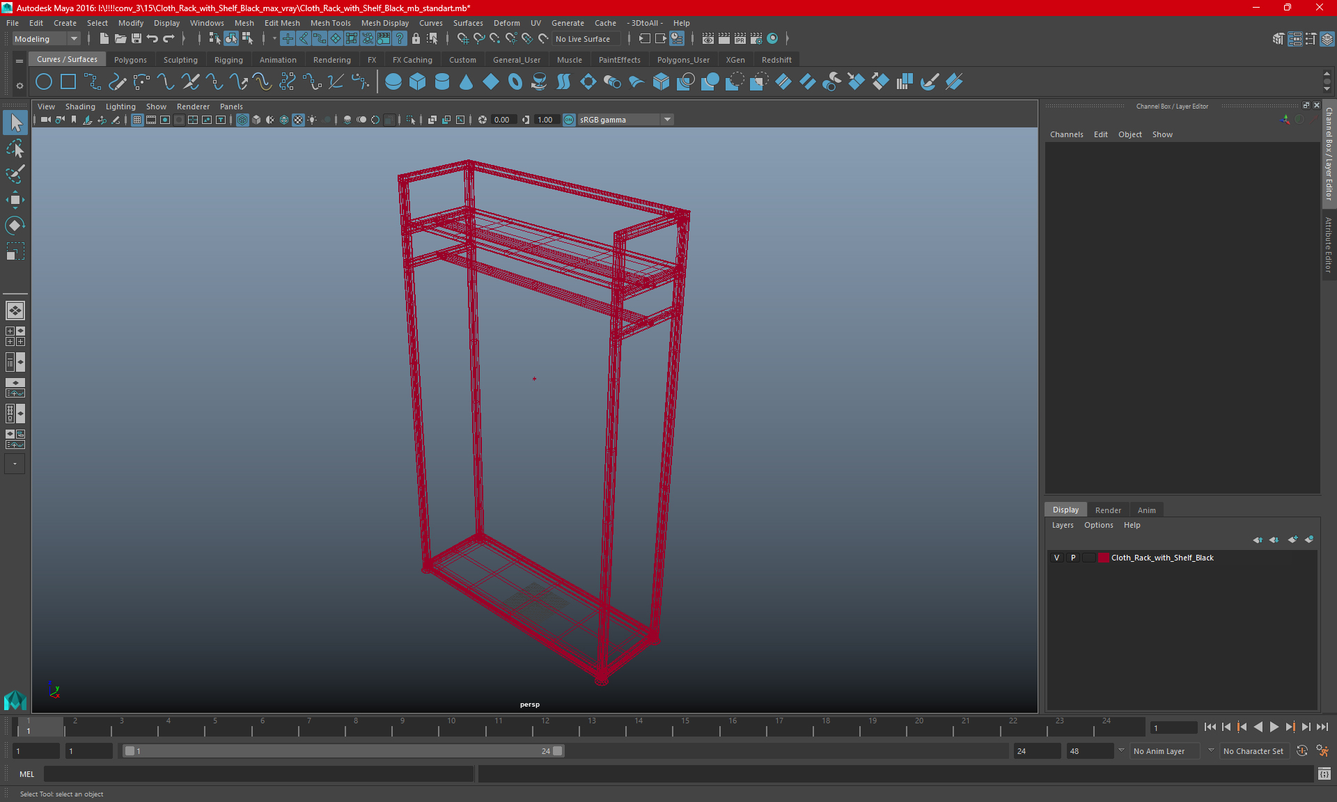 Cloth Rack with Shelf Black 3D