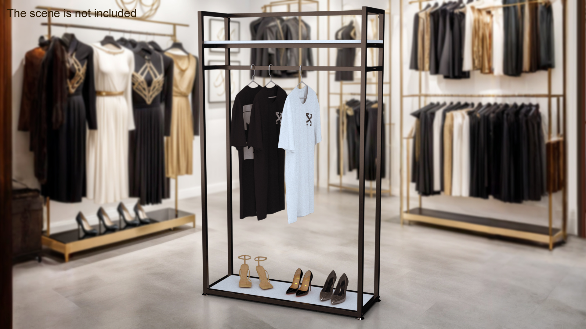 Cloth Rack with Shelf Black 3D