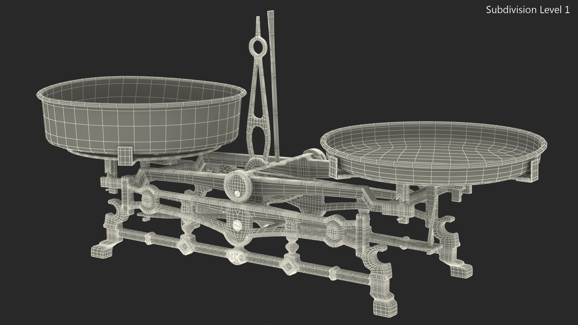 3D Vintage Kitchen Balance Scale Rigged
