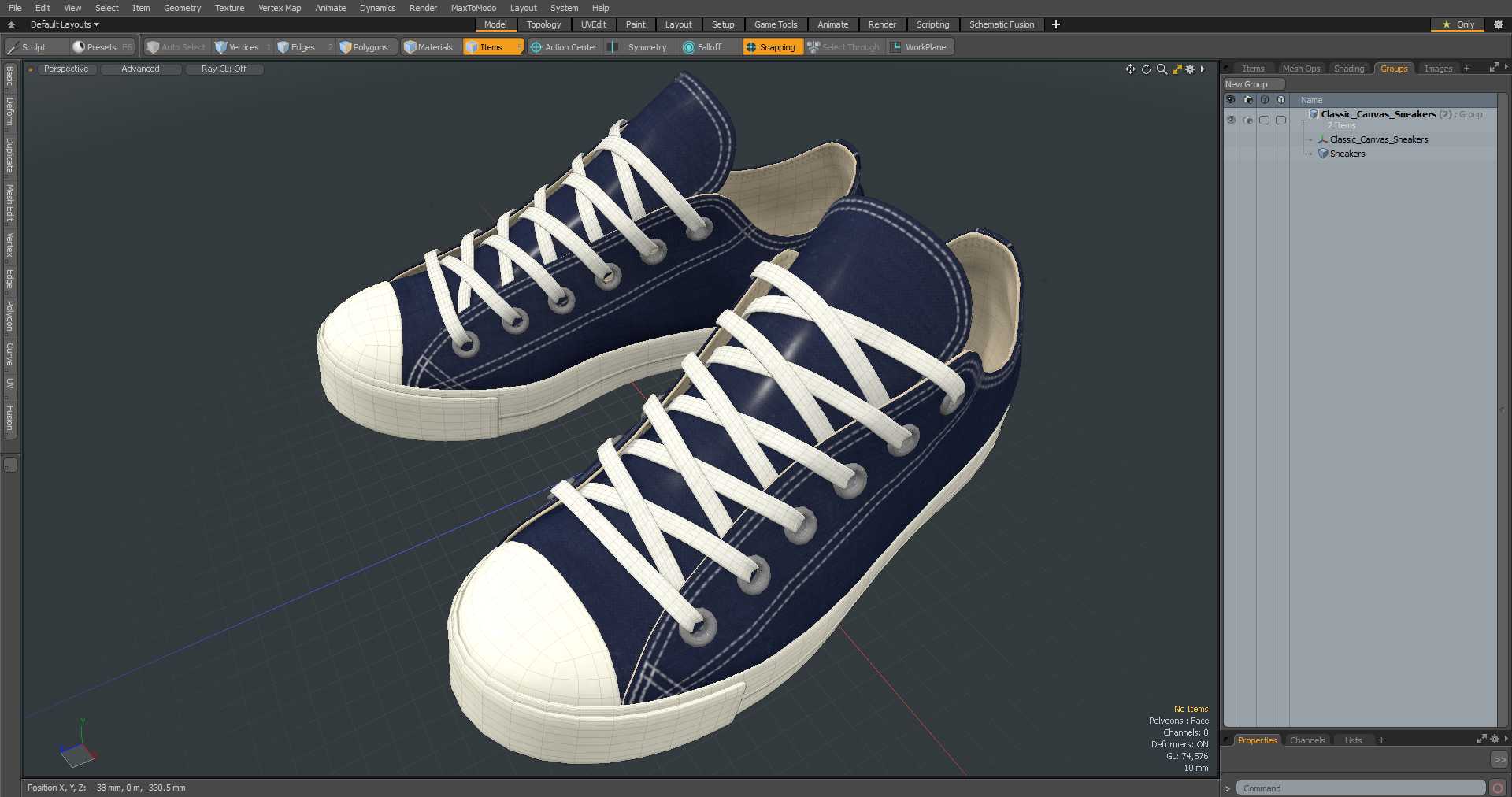 3D Classic Canvas Sneakers model