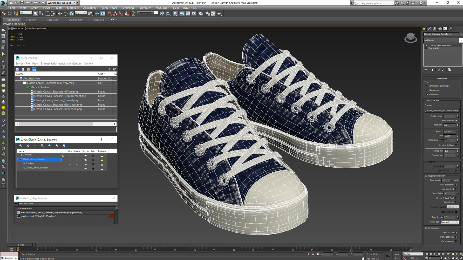 3D Classic Canvas Sneakers model