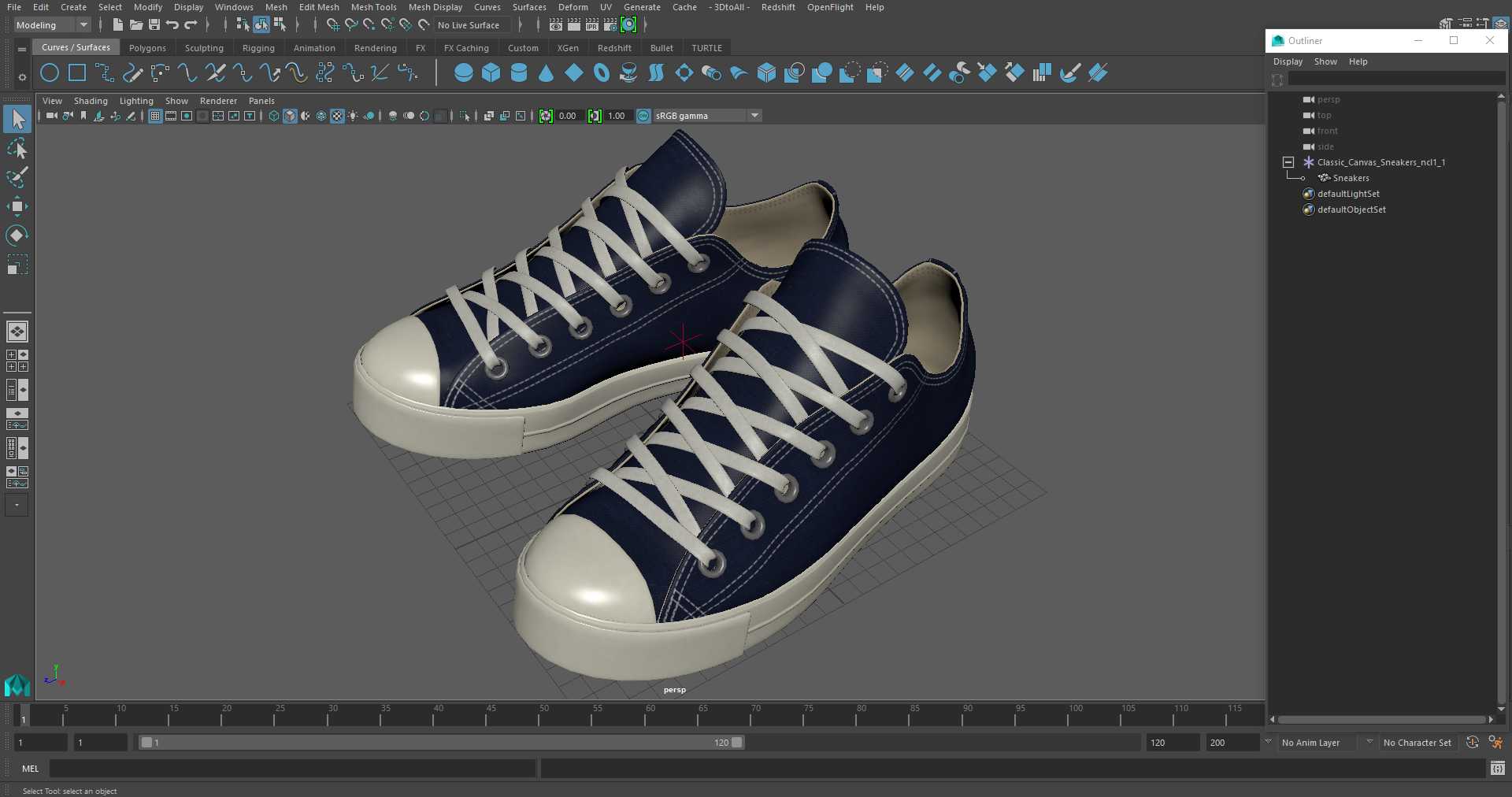 3D Classic Canvas Sneakers model