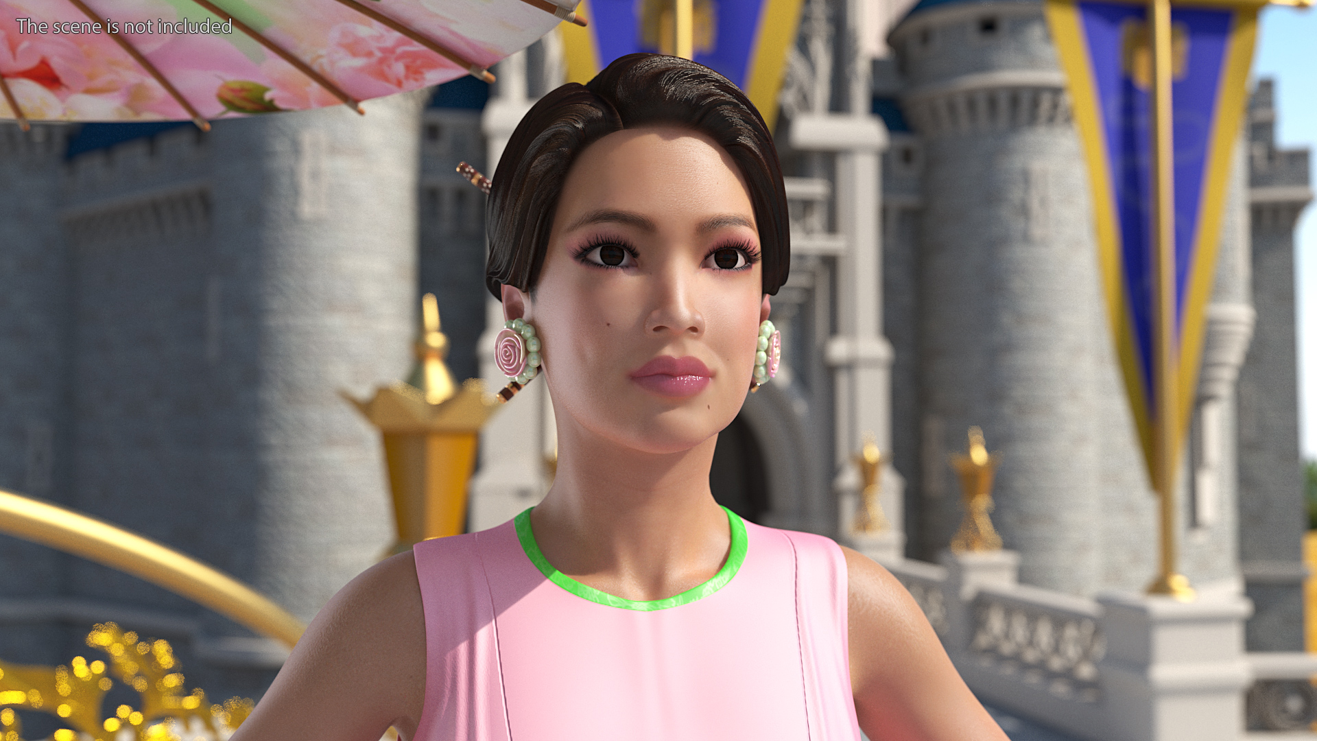 Asian Women Wear Summer Fashion Dress T Pose 3D model