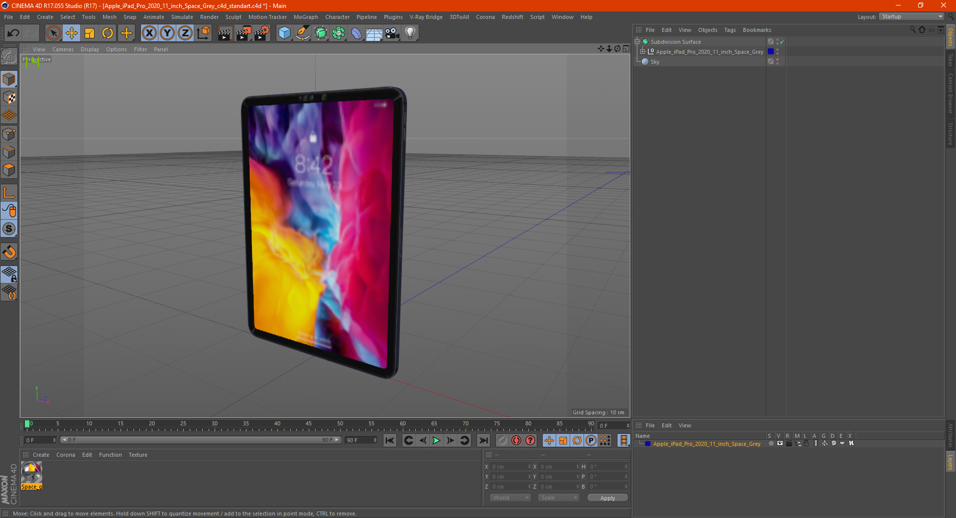 3D Apple iPad Pro 2020 11 inch Space Grey model